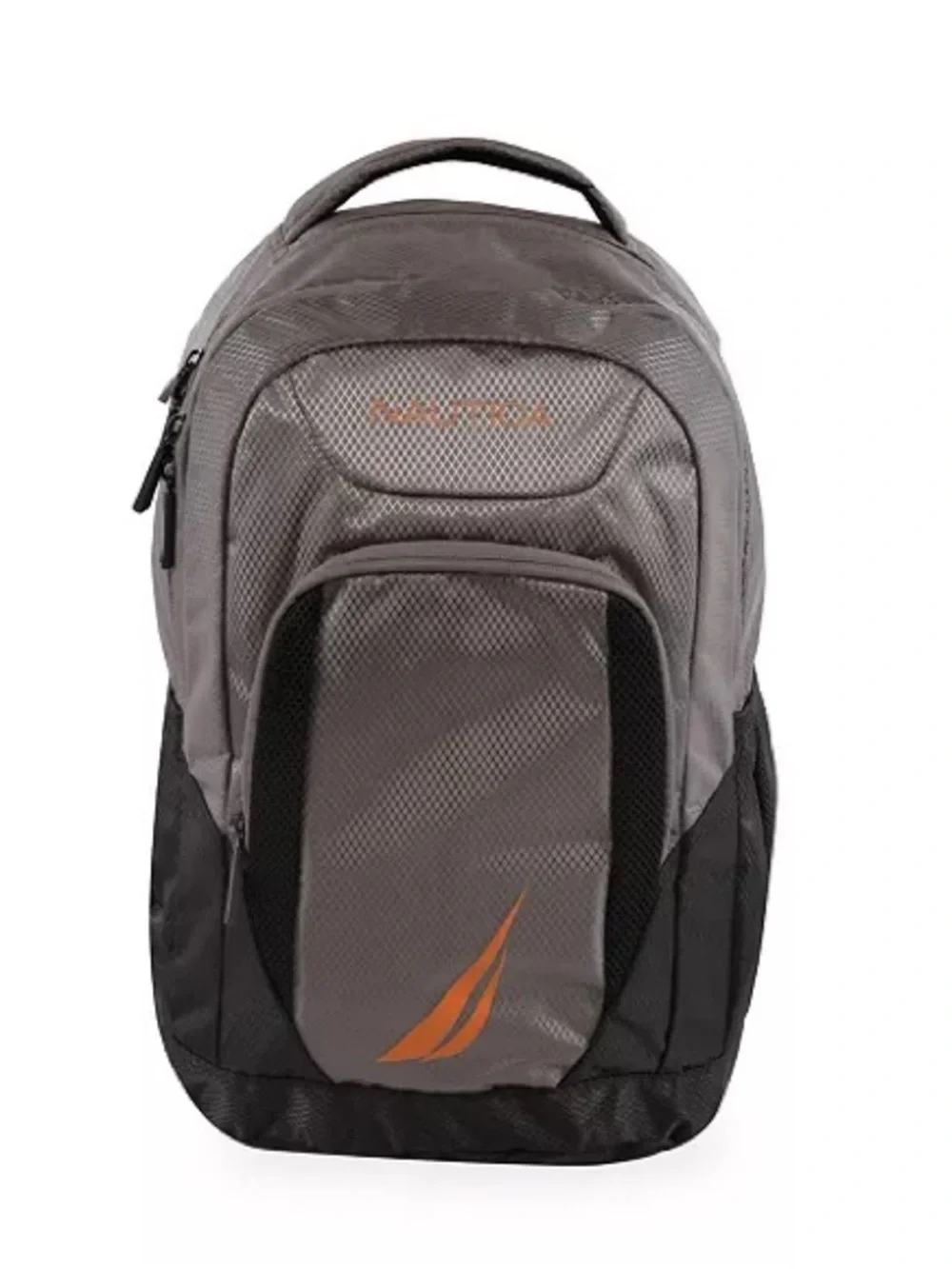 Nautica Gray and Orange Men's Backpack with Nautical Logo